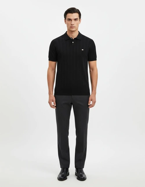 Men's Short-Sleeve Knitted Casual Polo Shirt