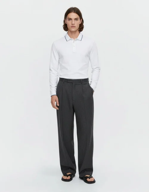 Casual poloshirt met lange mouwen voor heren, perfect voor de herfst.