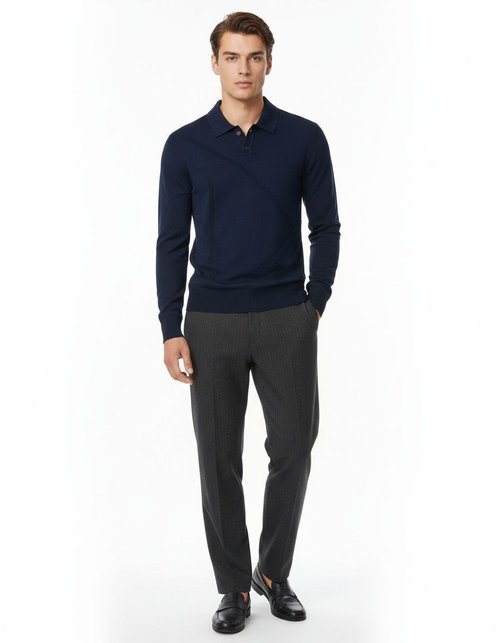 Jacquard gebreide business casual winterpolo voor heren
