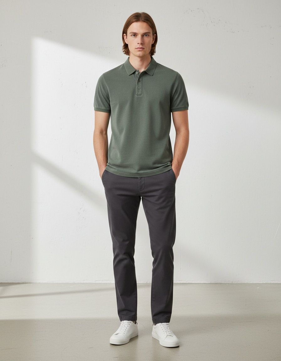 Short-Sleeved Casual Solid Color Men's Polo Shirt with a Stylish Collar for Summer