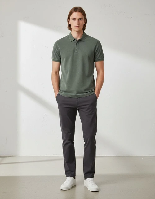 Short-Sleeved Casual Solid Color Men's Polo Shirt with a Stylish Collar for Summer