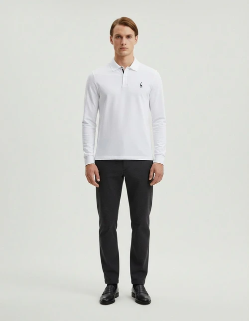 Solid Color Lapel Casual Men's Polo Shirt for Autumn