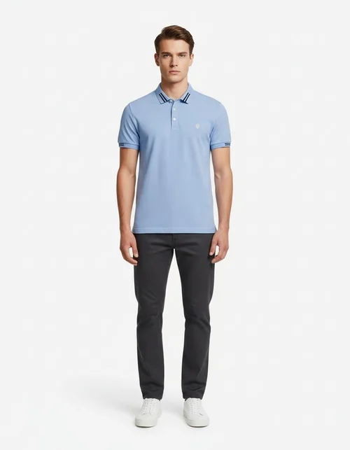 Gestreept poloshirt met korte mouwen en revers, voorzien van borduursels, ideaal voor casual zomerkleding.