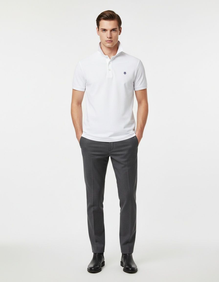 Short-Sleeve Men's Polo Shirt with Casual Embroidery and Breathable Lapel Design