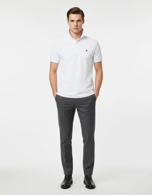 Short-Sleeve Men's Polo Shirt with Casual Embroidery and Breathable Lapel Design