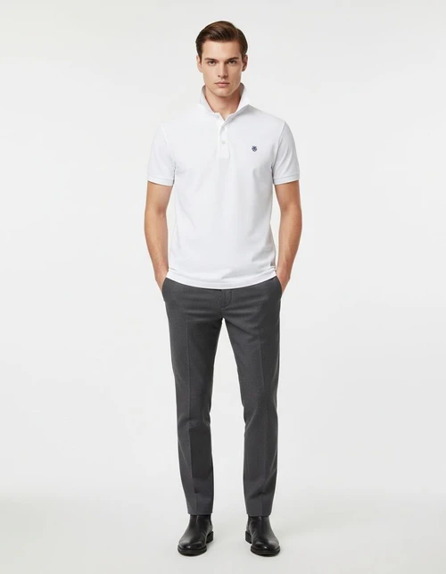 Short-Sleeve Men's Polo Shirt with Casual Embroidery and Breathable Lapel Design