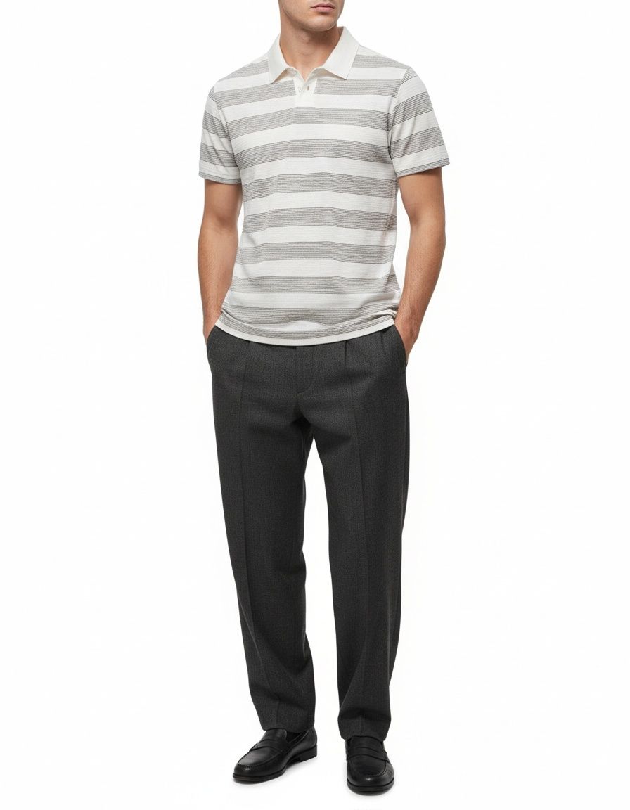 Striped Short-Sleeve Men's Polo Shirt for Spring and Summer Casual Wear