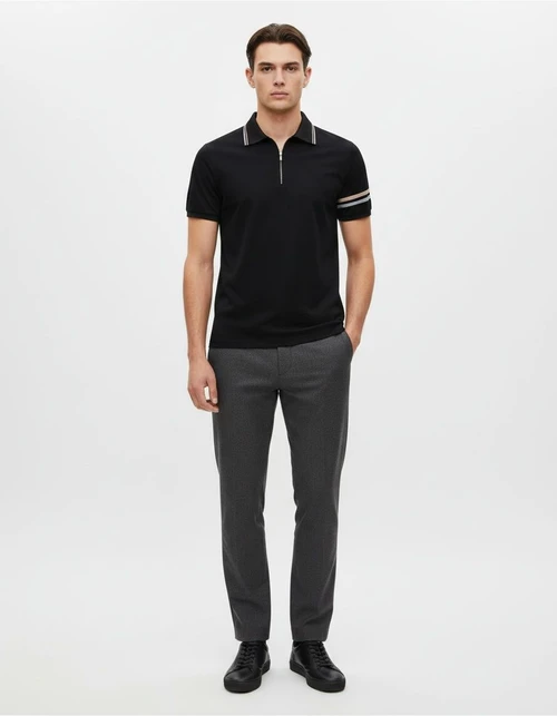 Breathable Business Casual Zipper Lapel Men's Polo Shirt