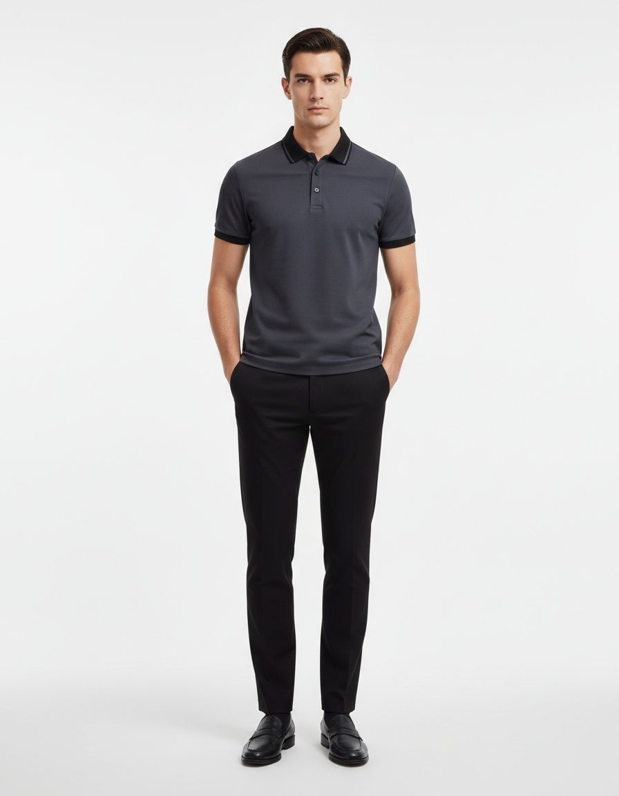 Jacquard Breathable Short-Sleeve Casual Men's Polo Shirt for Spring/Summer