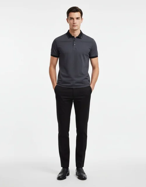 Jacquard Breathable Short-Sleeve Casual Men's Polo Shirt for Spring/Summer