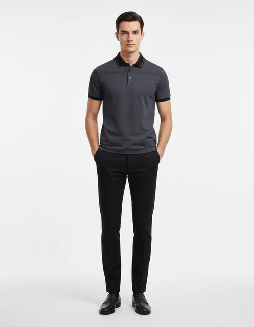 Jacquard Breathable Short-Sleeve Casual Men's Polo Shirt for Spring/Summer