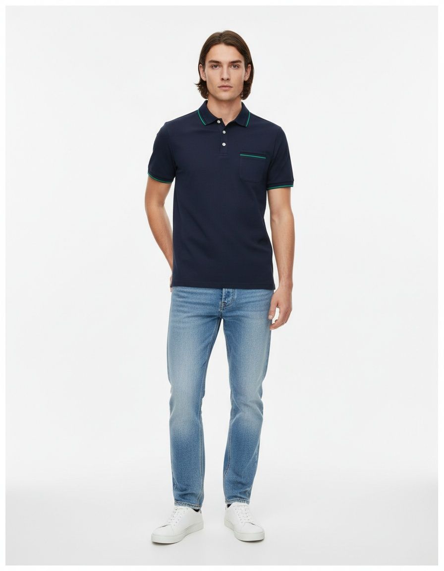 Striped Lapel Business Casual Summer Short-Sleeve Men's Polo Shirt