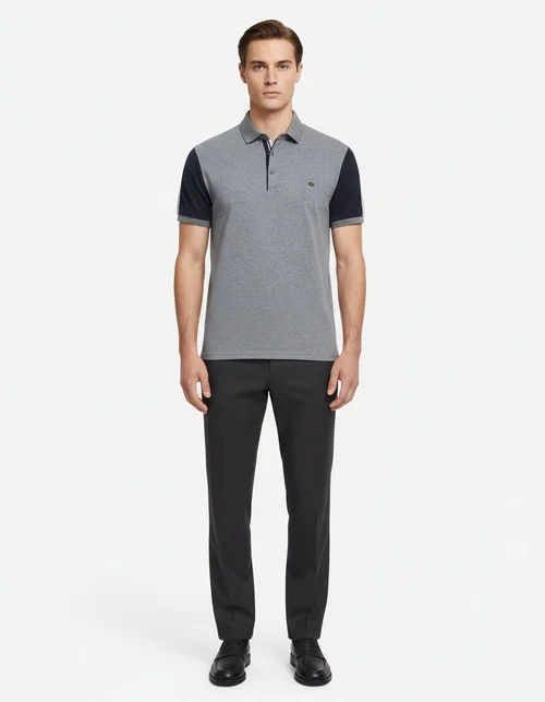 Casual Color-Block Short-Sleeve Men's Polo Shirt for Spring and Summer
