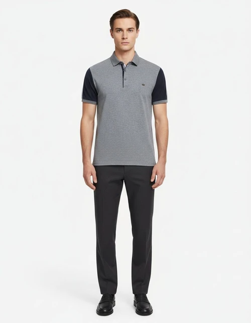 Casual Color-Block Short-Sleeve Men's Polo Shirt for Spring and Summer