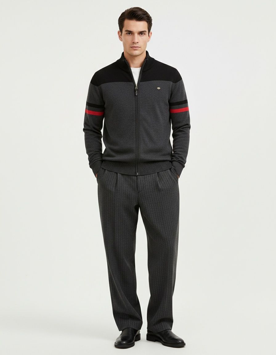 Premium Zip-Up Knitwear Design Casual Winter Men's Cardigan Sweater