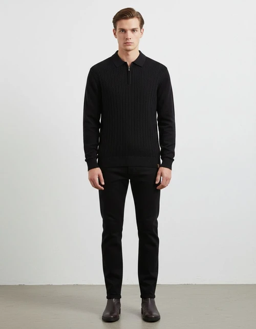 Half-Zip Business Casual Knitted Pullover for Men's Winter Wardrobe