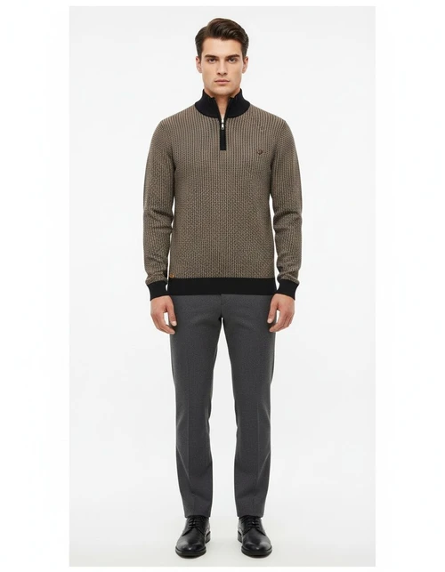 Premium Thickened Quarter-Zip Stand Collar Winter Pullover for Men's Knitwear