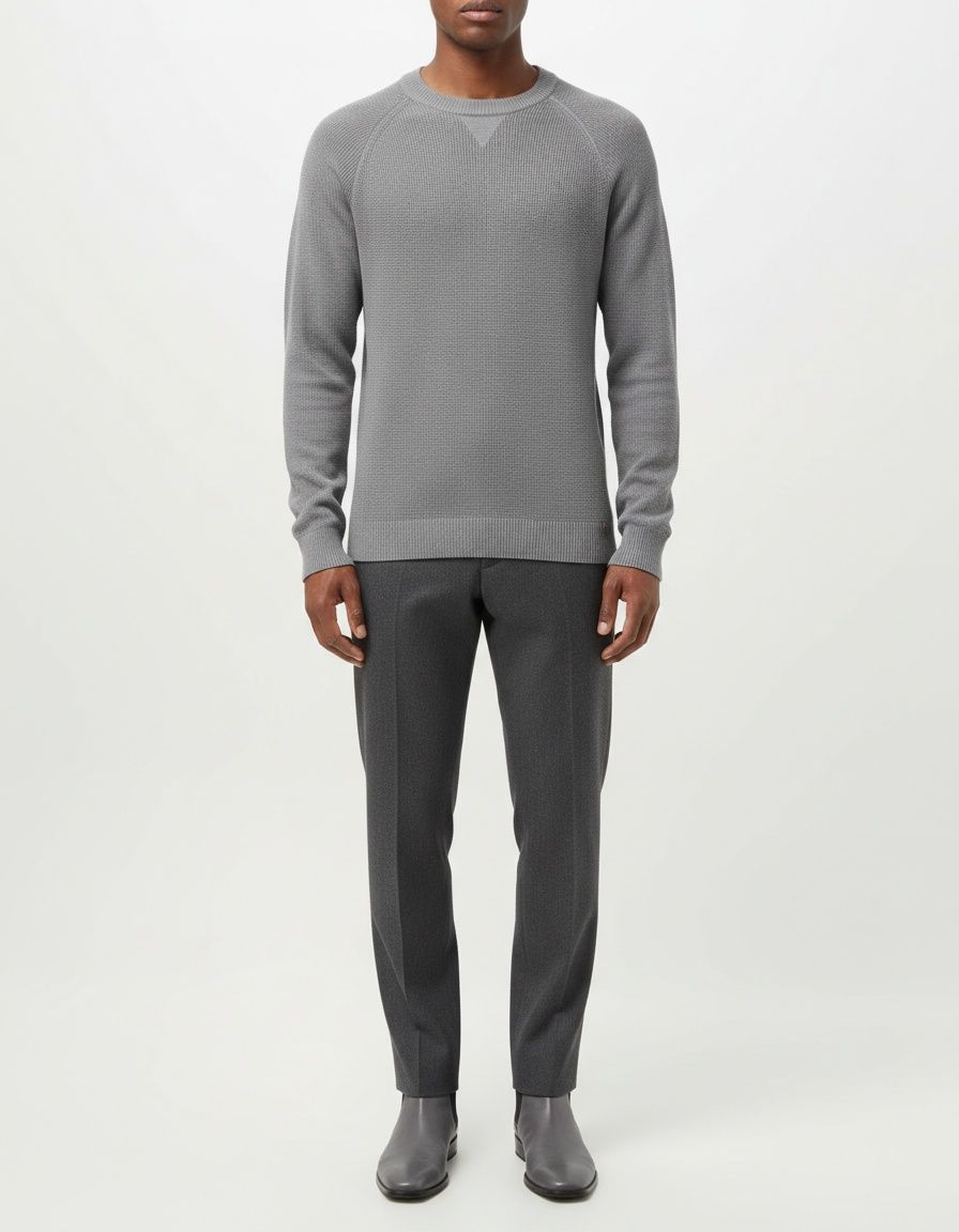 Autumn Winter Men's Round Neck Solid Color Business Casual Sweater