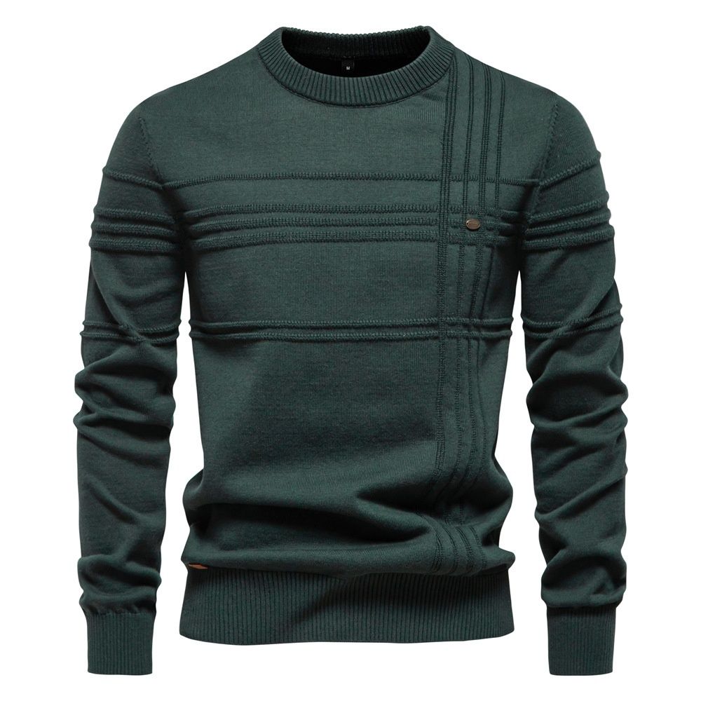 Winter Casual Men's Crew Neck Solid Color Pullover Sweater