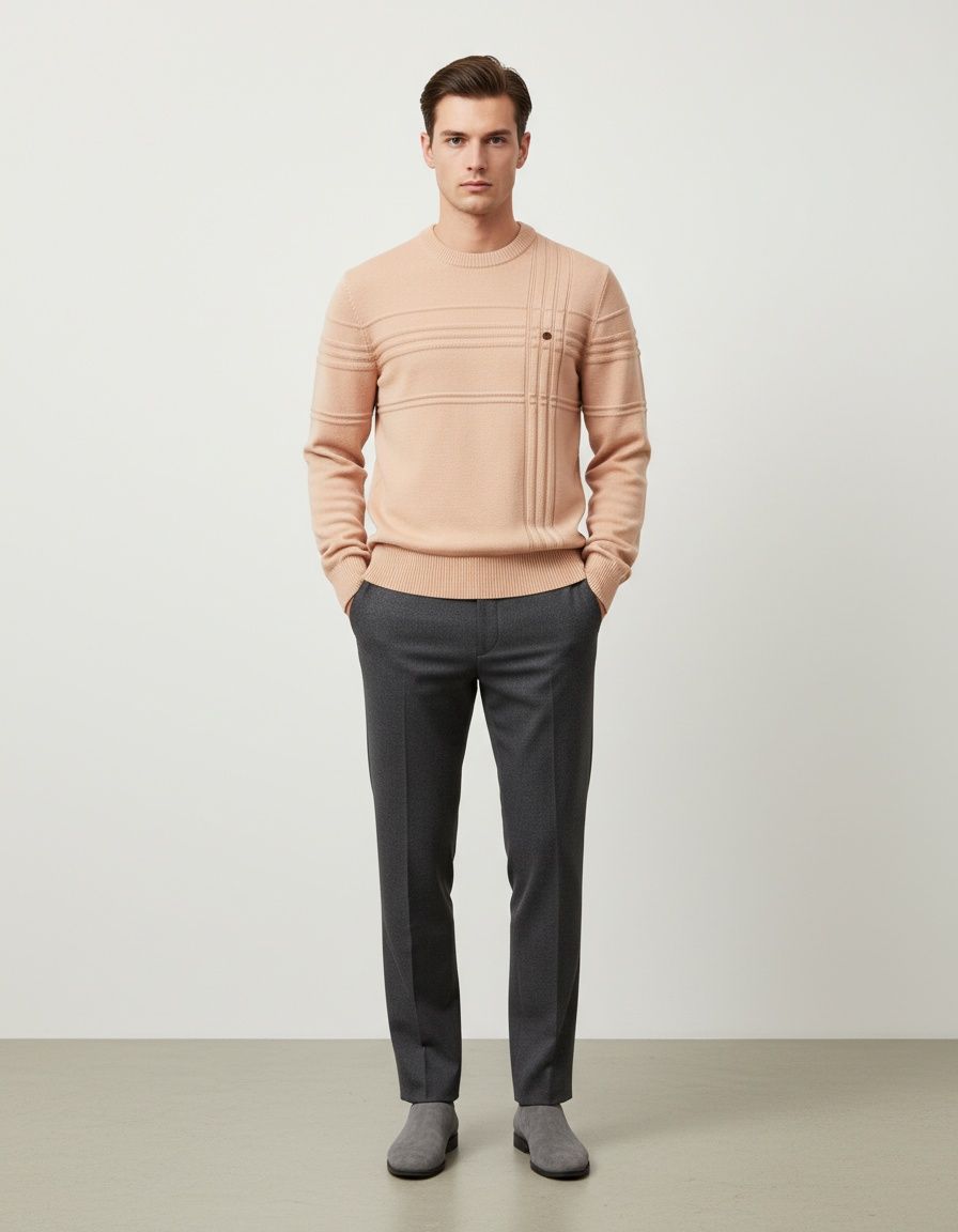 Winter Casual Men's Crew Neck Solid Color Pullover Sweater
