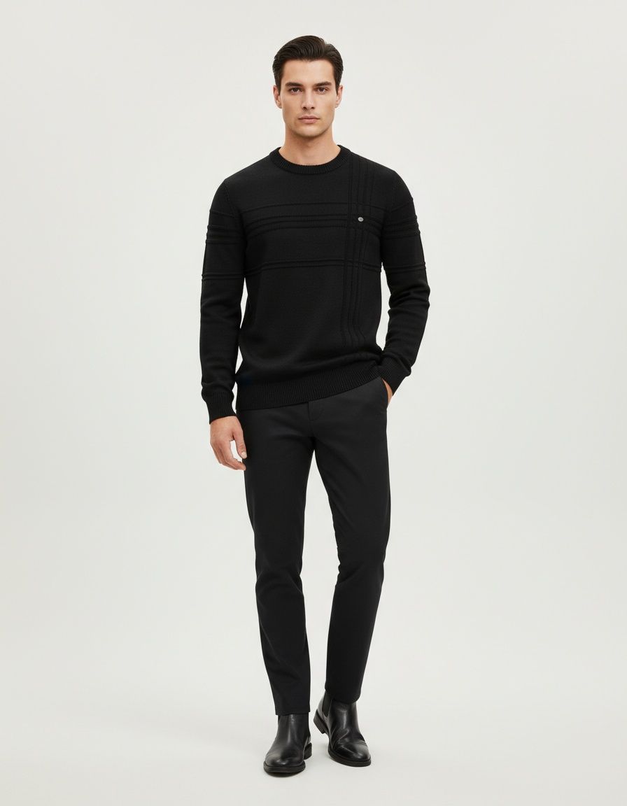 Winter Casual Men's Crew Neck Solid Color Pullover Sweater