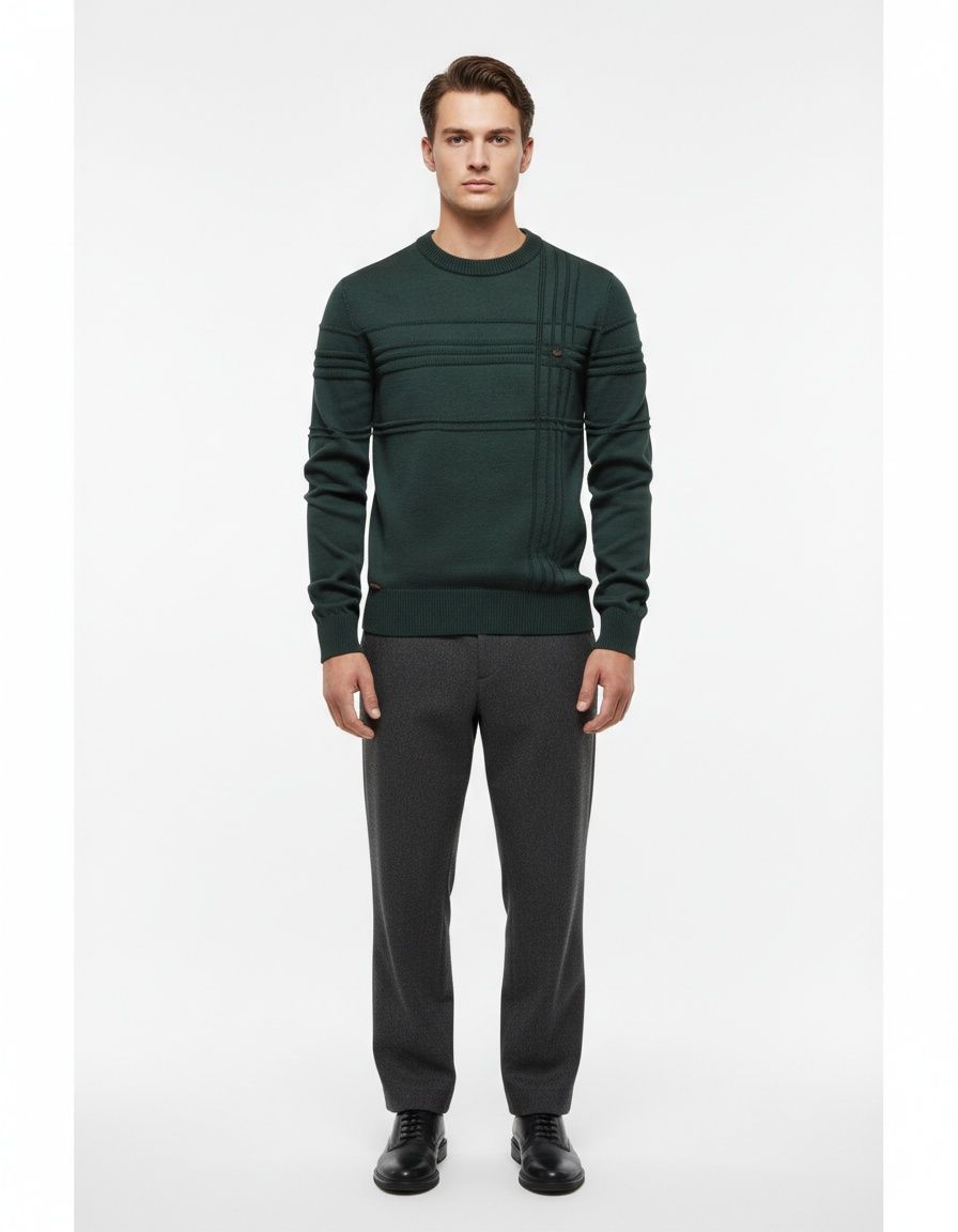 Winter Casual Men's Crew Neck Solid Color Pullover Sweater