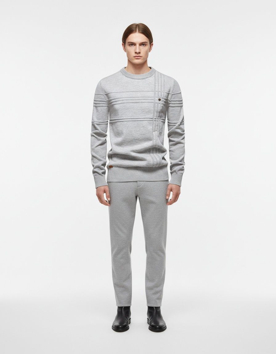 Winter Casual Men's Crew Neck Solid Color Pullover Sweater