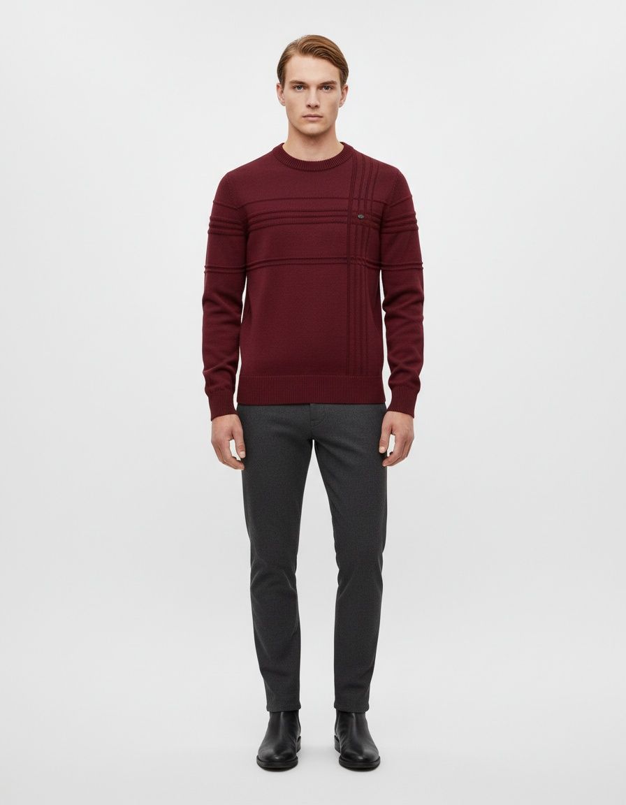 Winter Casual Men's Crew Neck Solid Color Pullover Sweater