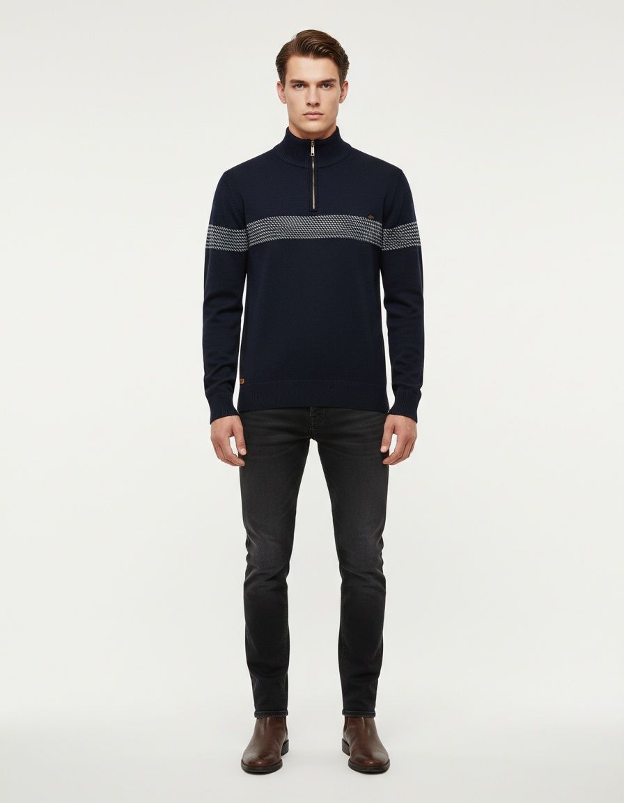 Premium Half-Zip Stand Collar Winter Sweater for Men