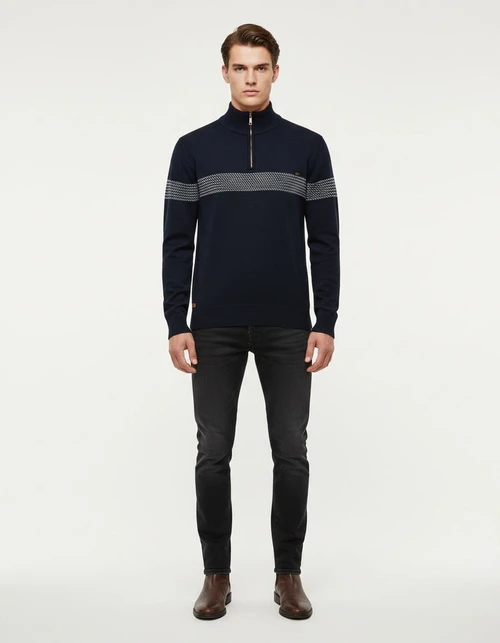 Premium Half-Zip Stand Collar Winter Sweater for Men