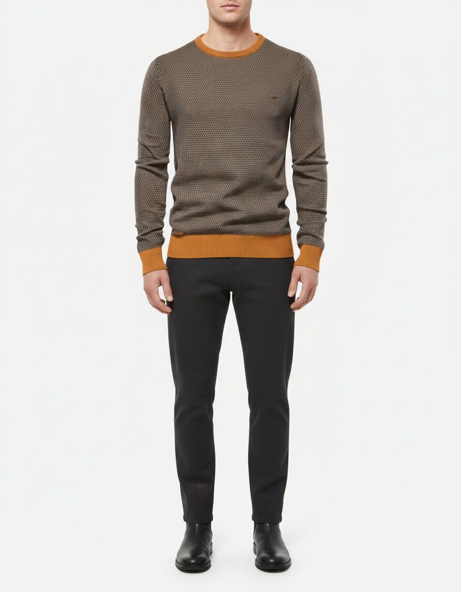 Men's High Elasticity Crew Neck Long Sleeve Pullover Base Layer Top for Autumn and Winter