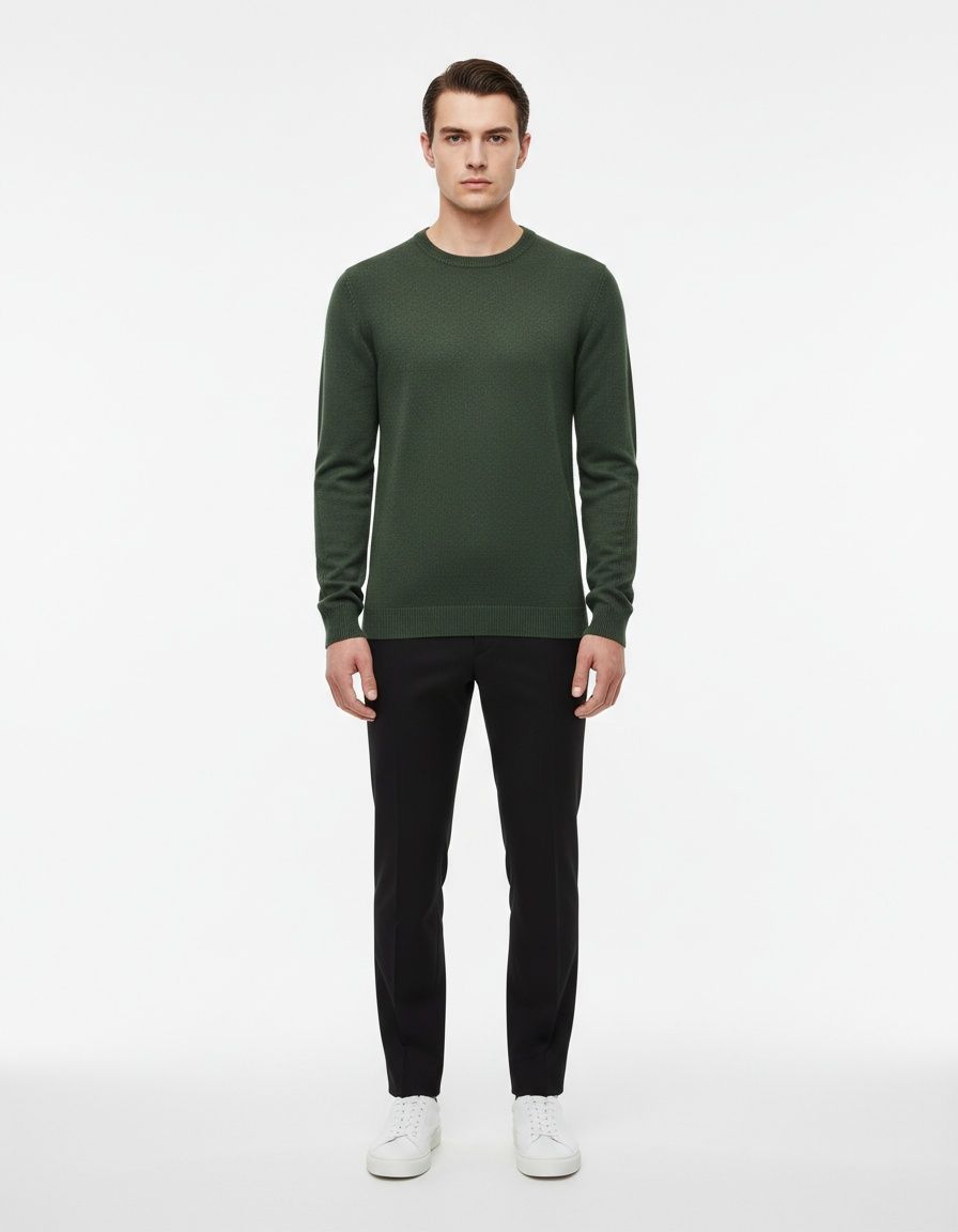 Thickened Crew Neck Slim Fit Winter Sweater for Menswear