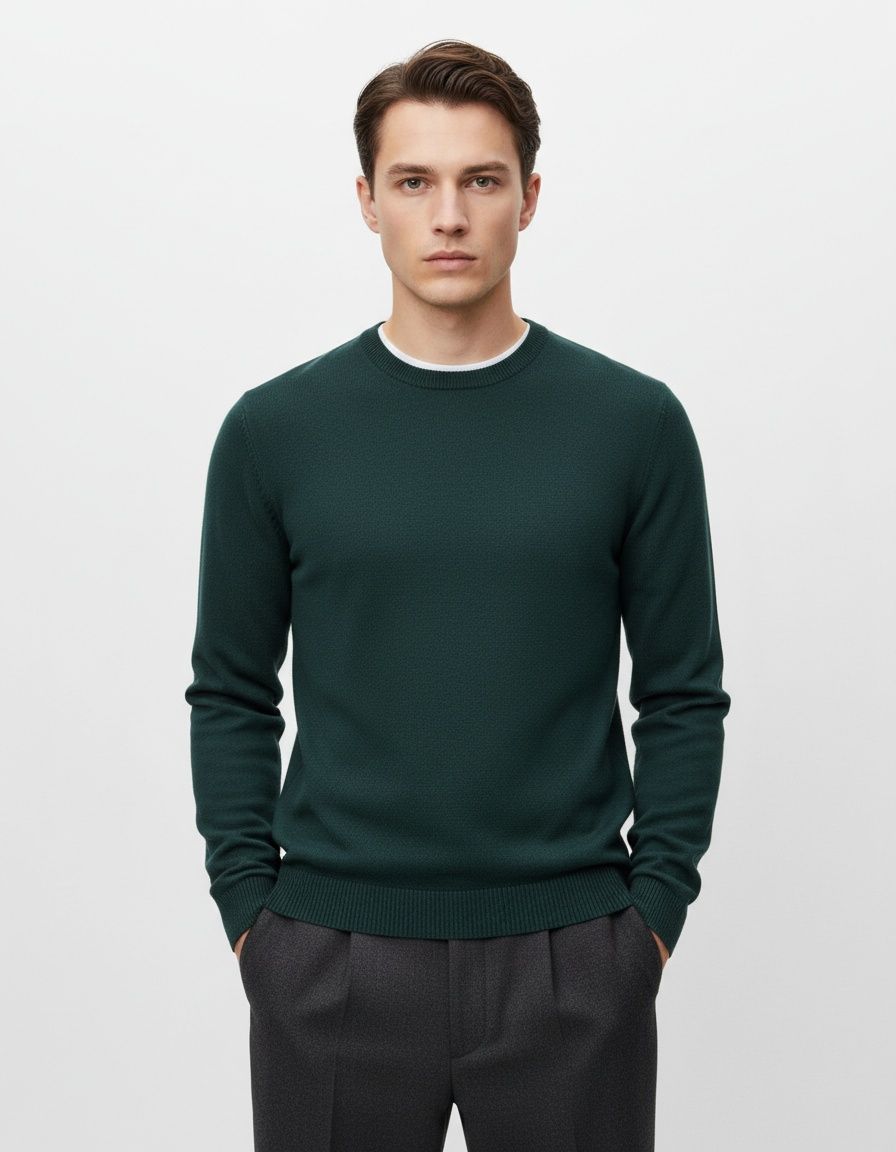 Thickened Crew Neck Slim Fit Winter Sweater for Menswear