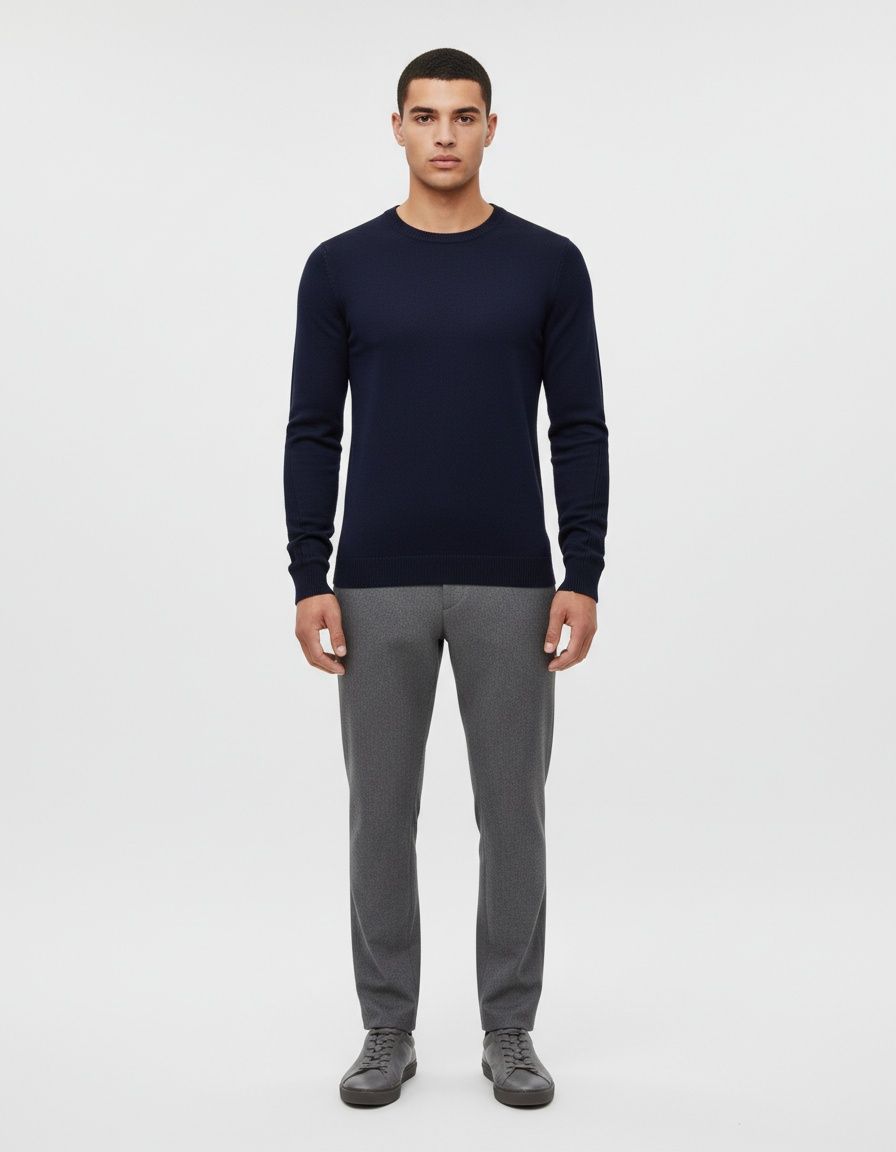 Thickened Crew Neck Slim Fit Winter Sweater for Menswear