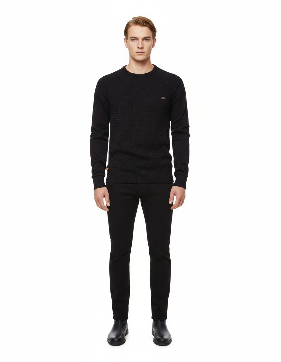 Raglan Sleeve Pullover Men's Sweater for Autumn and Winter Casual Wear