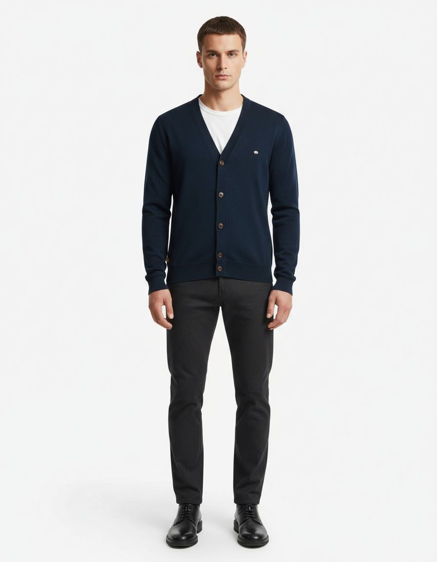 Men's Solid Color Knitted Business Casual Winter Cardigan