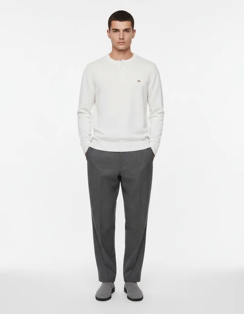 Men's Casual Winter Henley Collar Pullover Knitwear