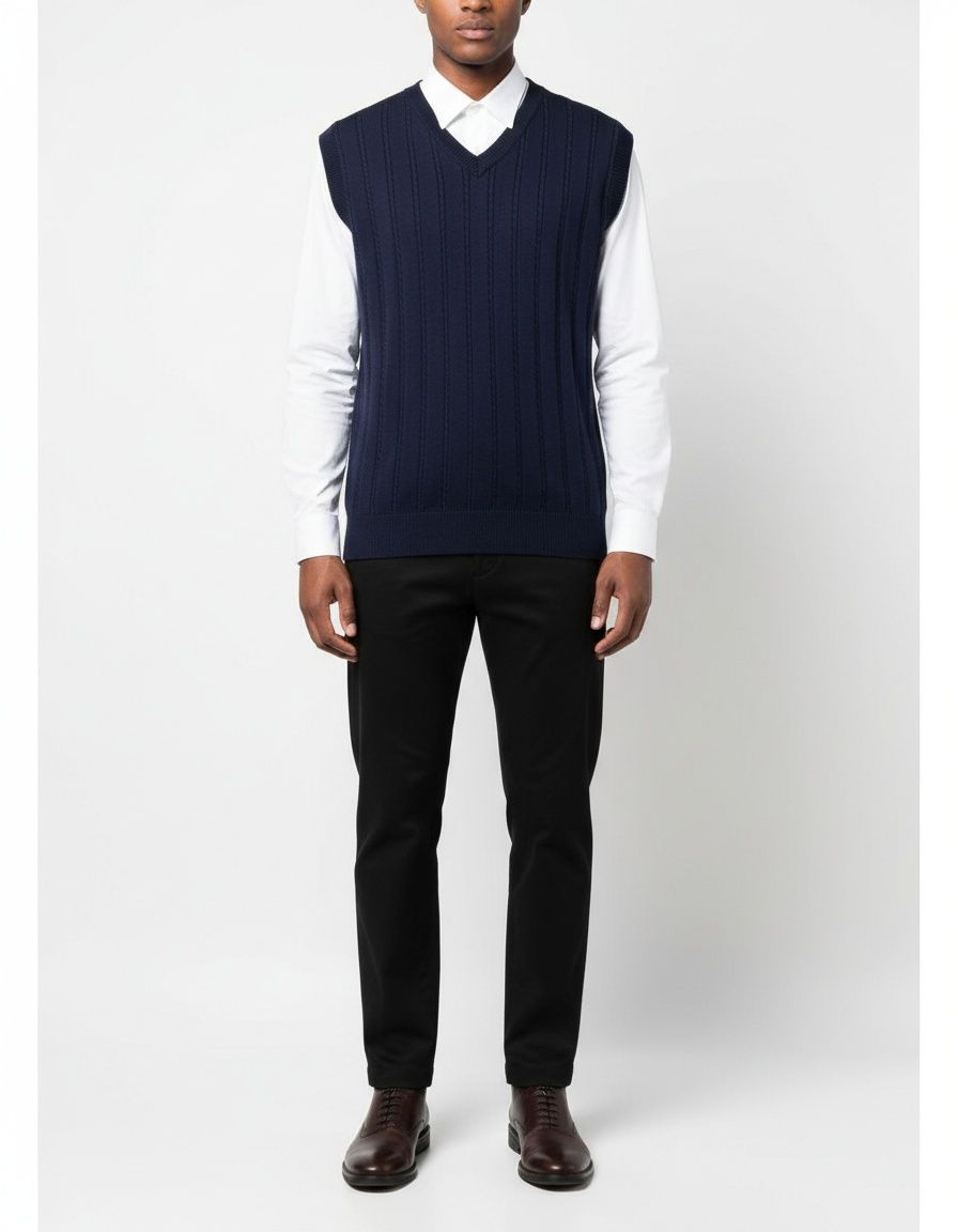 Men's V-Neck Cable Knit Business Casual Winter Waistcoat