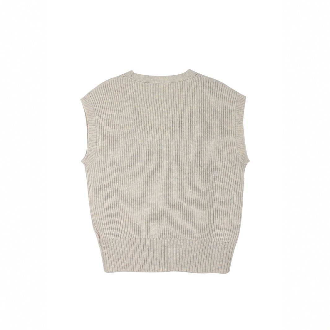 Ribbed Knit Button Down Vest Sleeveless V Neck Cardigan SSU-00045