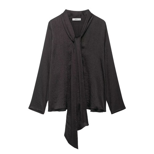 Women's Flowy Long Blouse - Stylish Tie Neck KUN-00050