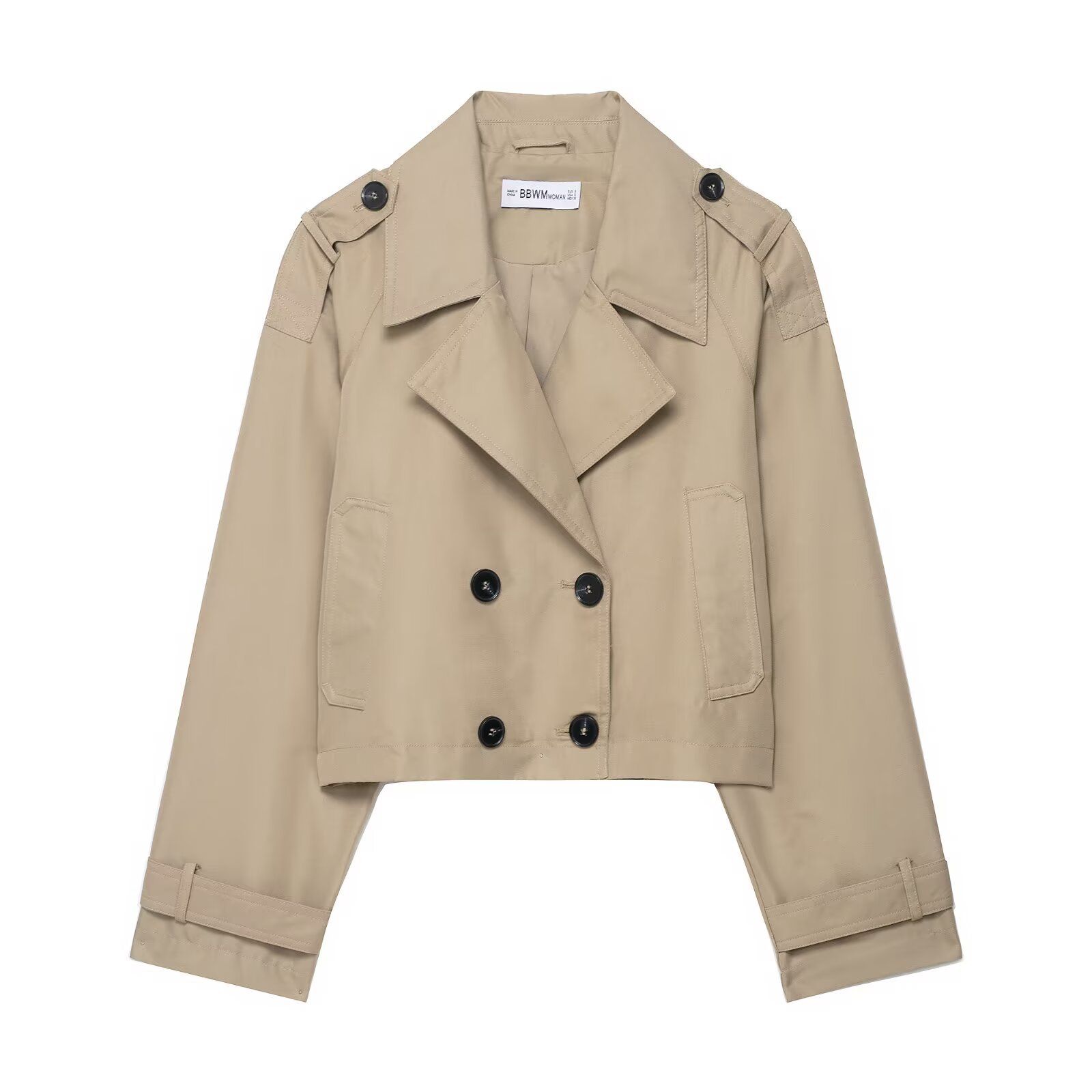 Women's Trench Coat Double-Breasted Short Fashion Casual KUN-00074