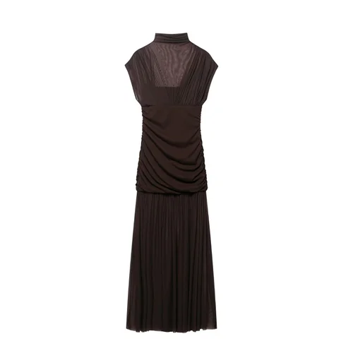 Silk Mesh Patchwork Dress - European Style Fashion KUN-00059