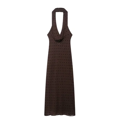 Polka Dot Maxi Dress Fashion Scarf Style KUN-00219