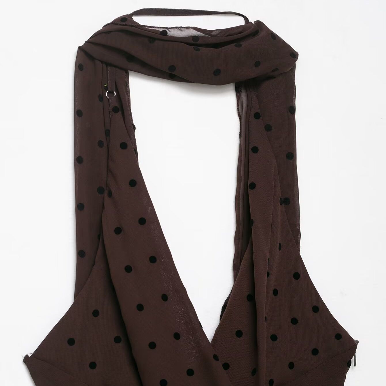 Women's Polka Dot Midi Dress Versatile Fashion KUN-00139