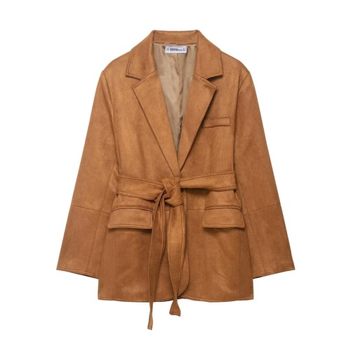 Suede Blazer Jacket - Stylish Western Chic Outerwear KUN-00054