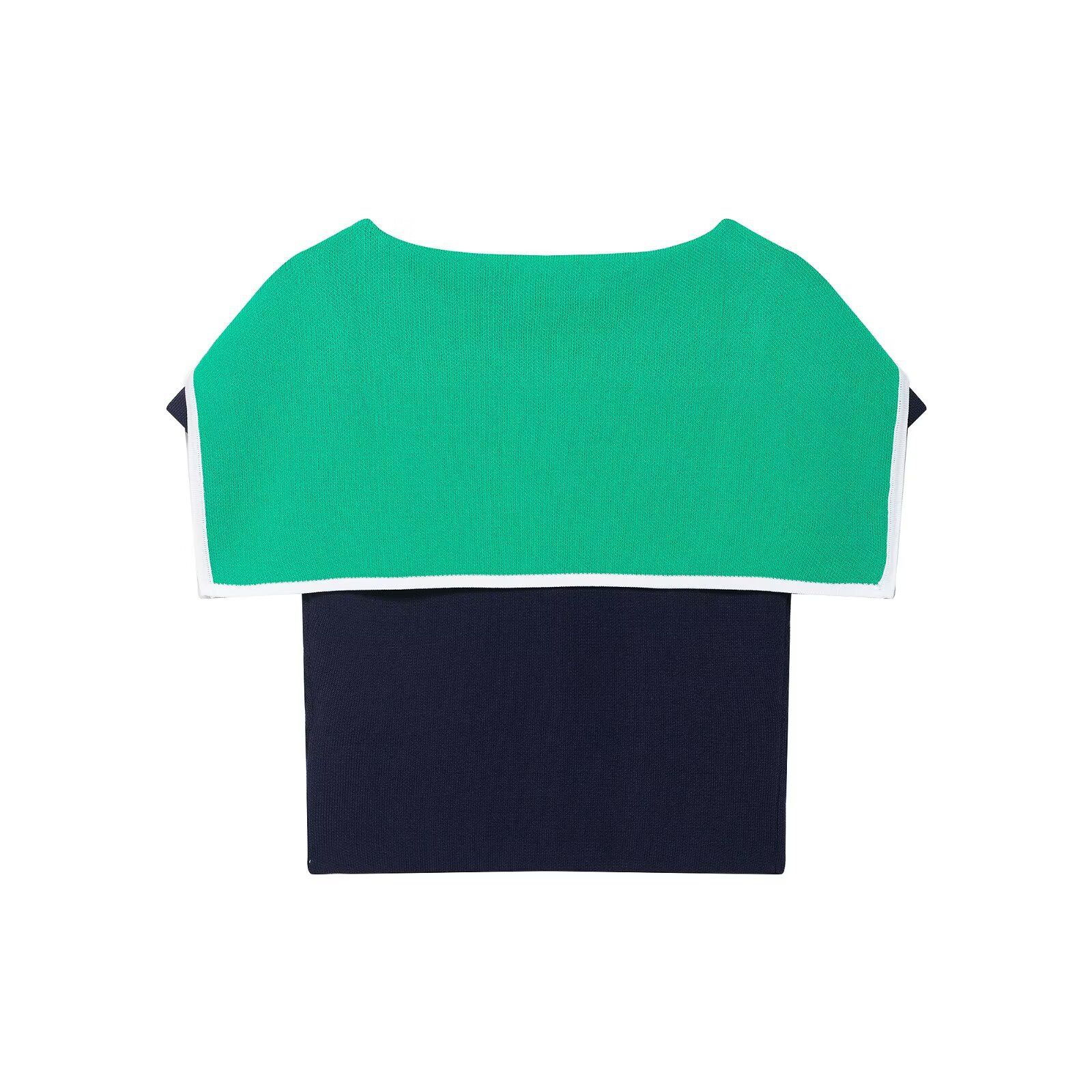 Knit Top Color Block Lapel Sweater KUN-00067