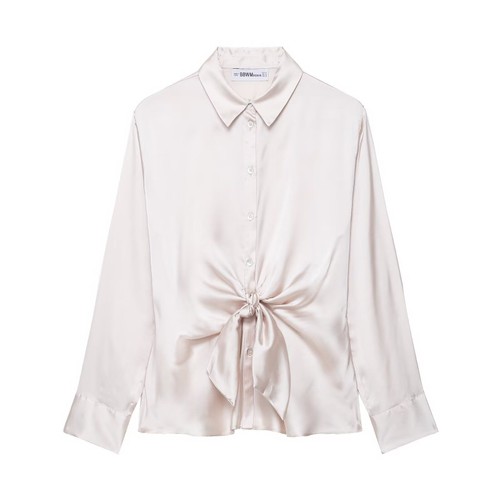 Satin Blouse Stylish Tie-Knot Shirt KUN-00087