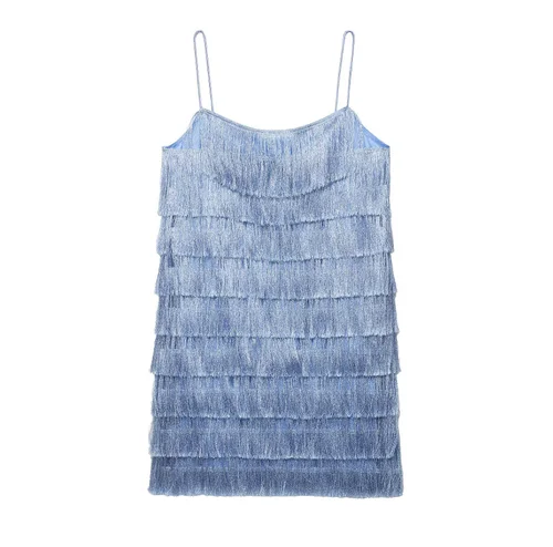 Women's Bohemian Tassel Mini Dress - Fashionable & Versatile KUN-00126