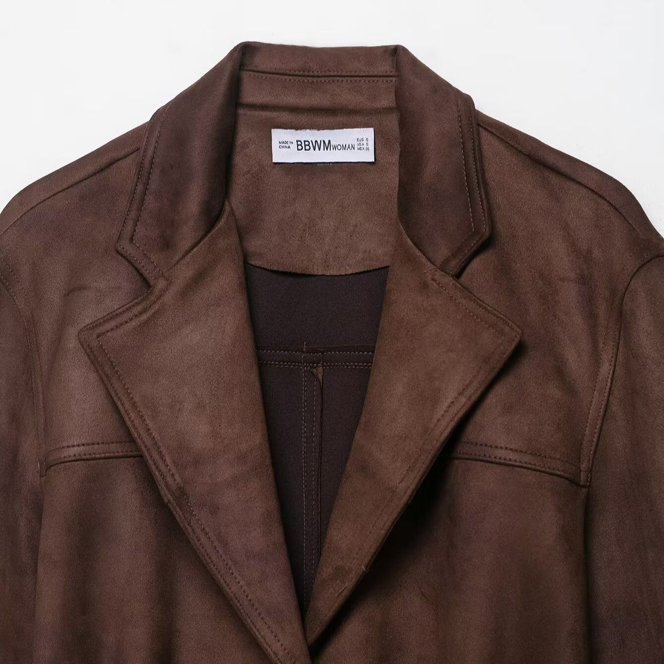 Chaqueta de ante sintético con cinturón - Estilo europeo KUN-00139