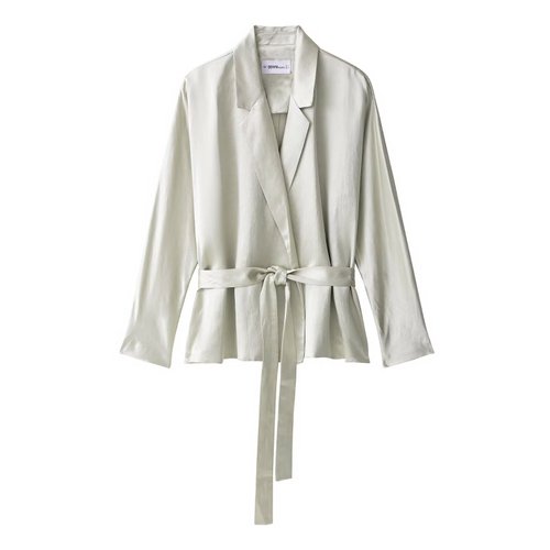 Satinblazer und plissierte Hose – Taillengürtel KUN-00037